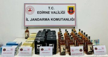 Edirne’de kaçakçılık operasyonunda gümrük kaçağı tütün ve içki ele geçirildi